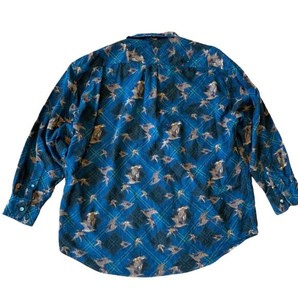 VTG 80s IZOD Redhead duck black‎ & blue plaid flannel 100% cotton shirt XL - Picture 8 of 10